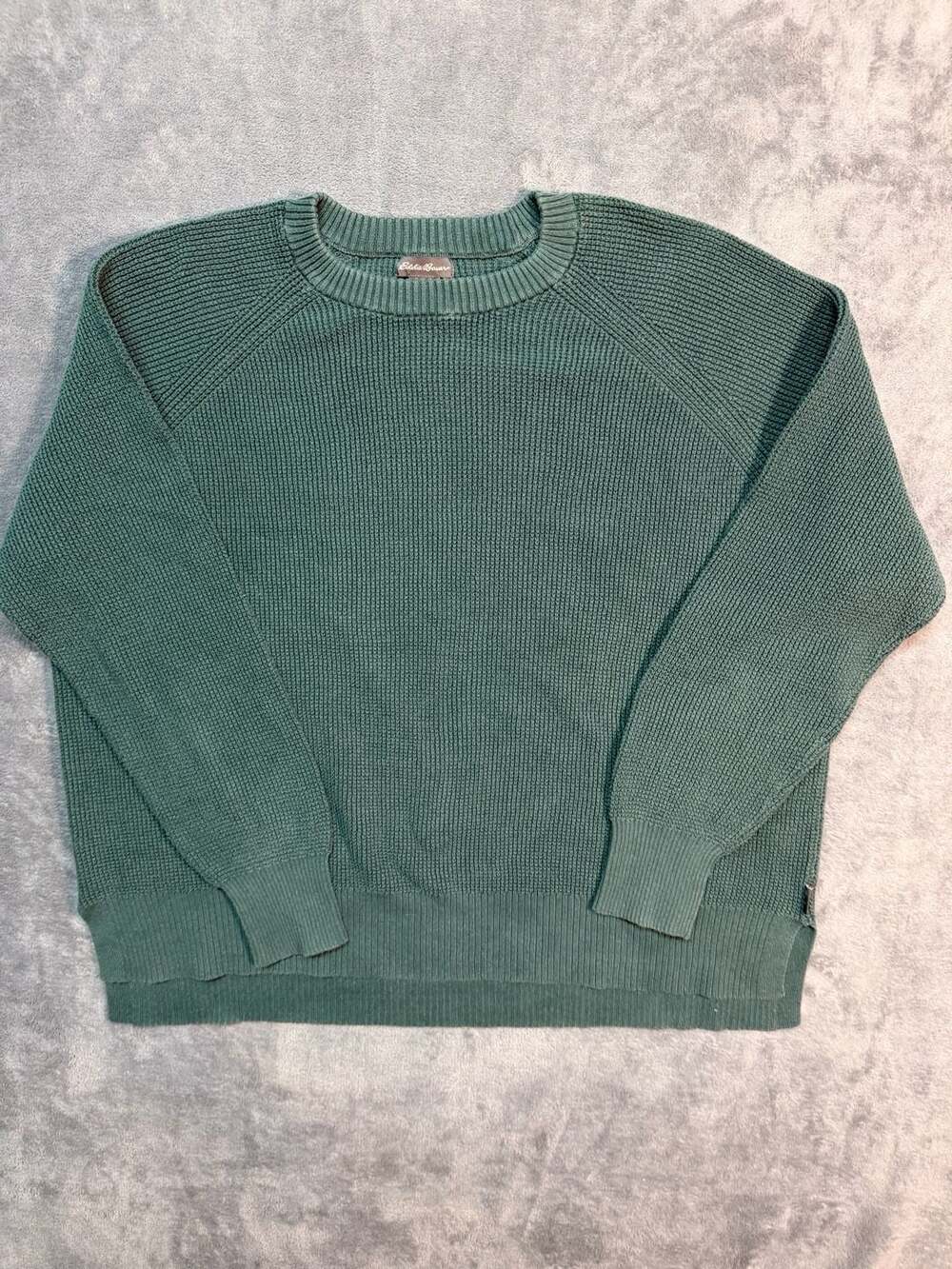 Eddie Bauer Women's Green Ribbed Knit Crewneck Pullover Sweater XL